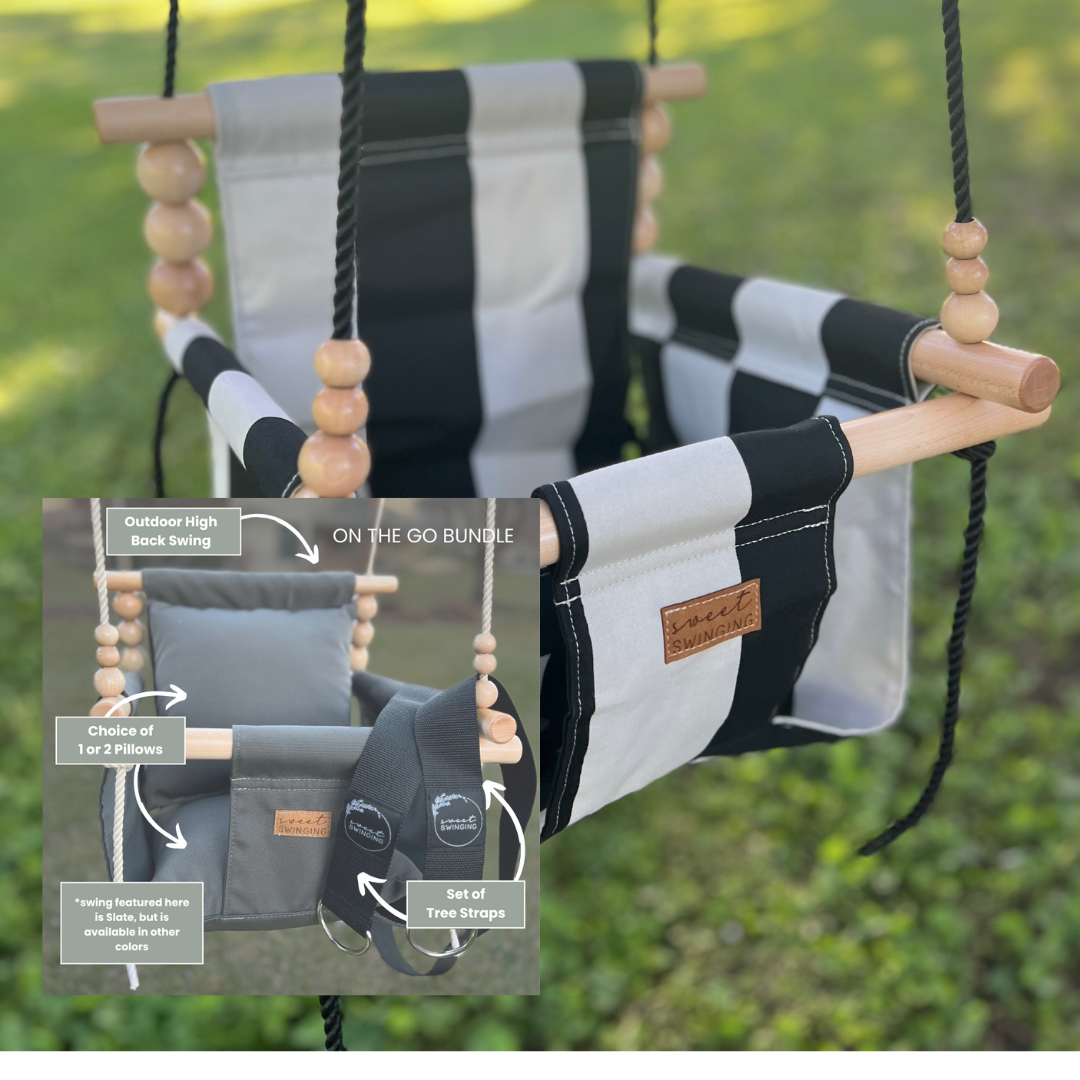 On The Go Bundle- Outdoor Wide Cream and Black Stripe