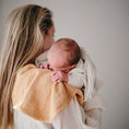 Load image into Gallery viewer, mama and baby with burp cloth on shoulder

